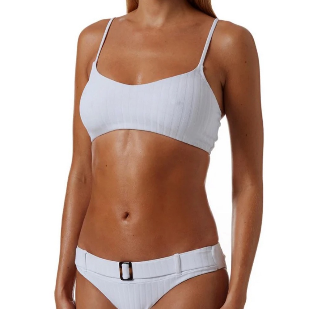 Melissa Odabash White Bikini Tank Top Tortola Ribbed Spaghetti Straps 48 12 10